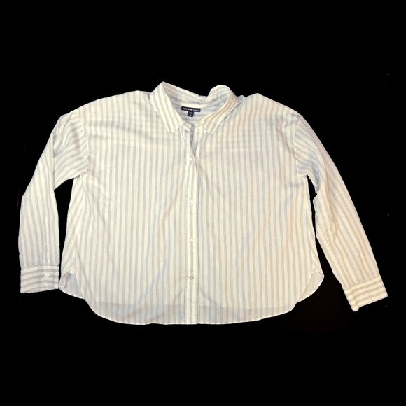 James Perse Striped Relaxed Blouse, Cropped, Boxy - Picture 9 of 13